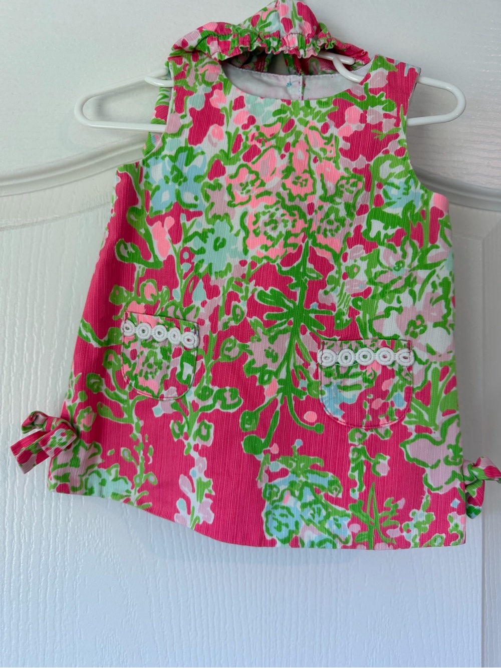Lilly Pulitzer Pink Floral Sleeveless Shift Dress with Green Accents